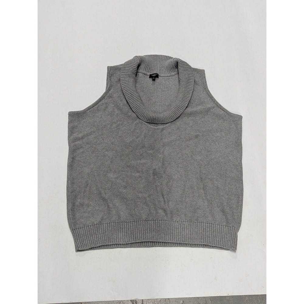 Quiet Luxury Old Money Cotton Sweater Vest Gray Knit Plus 3X Talbots Minimalist
